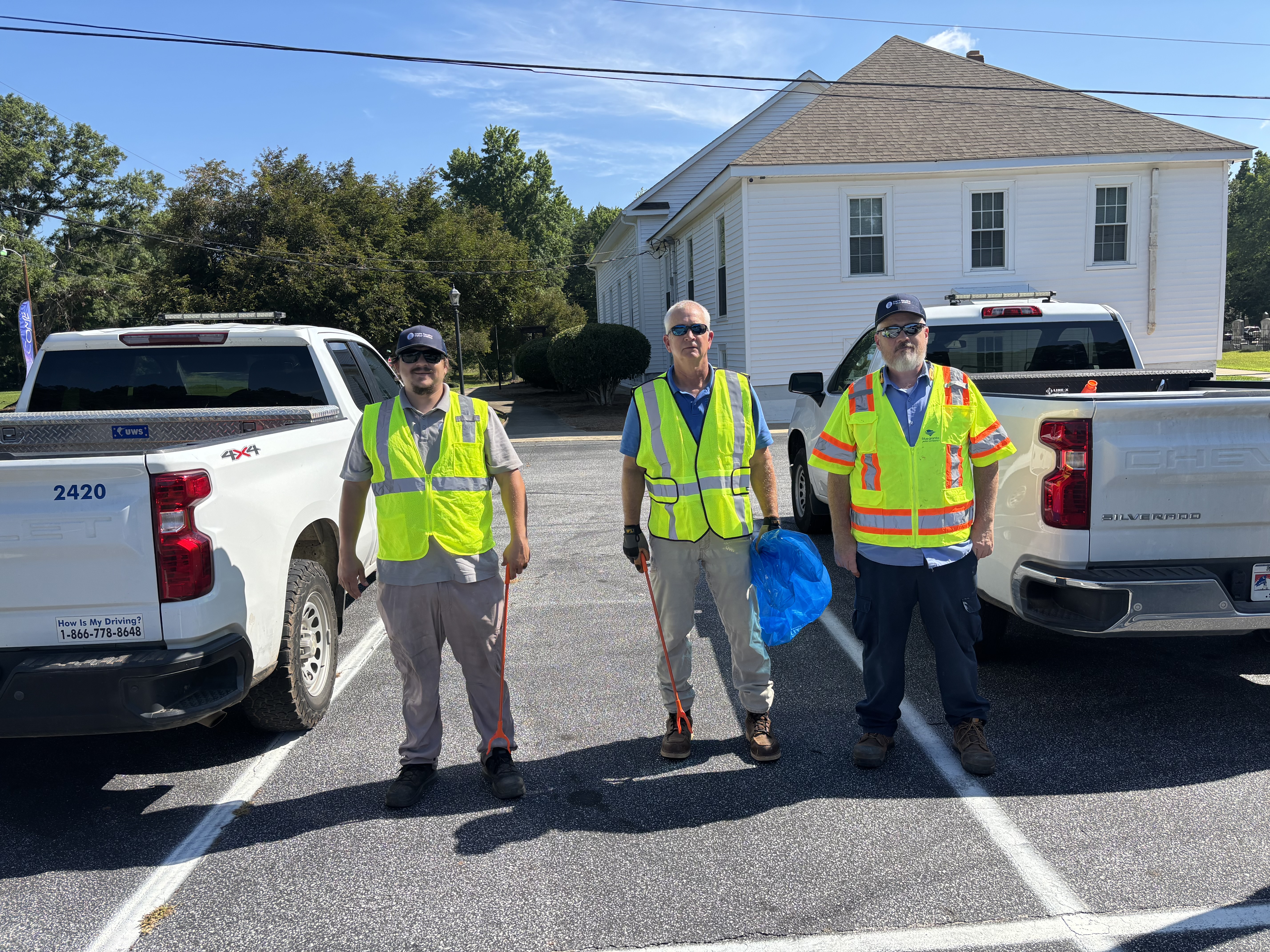 Anderson blue granite trash pick up