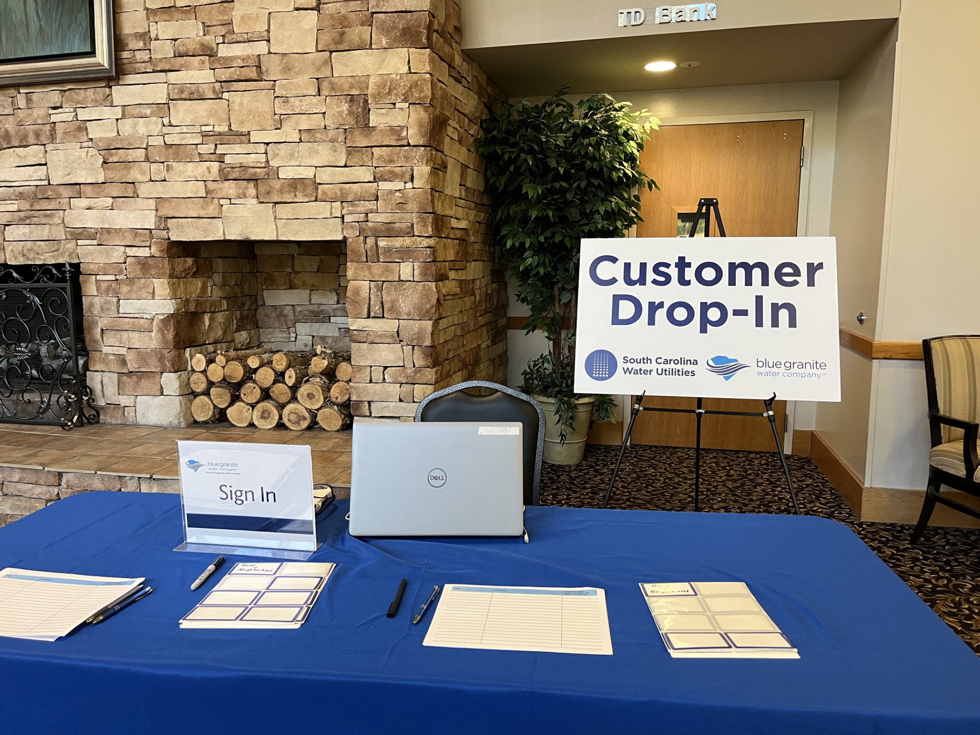 blue granite drop in lexington sign in table