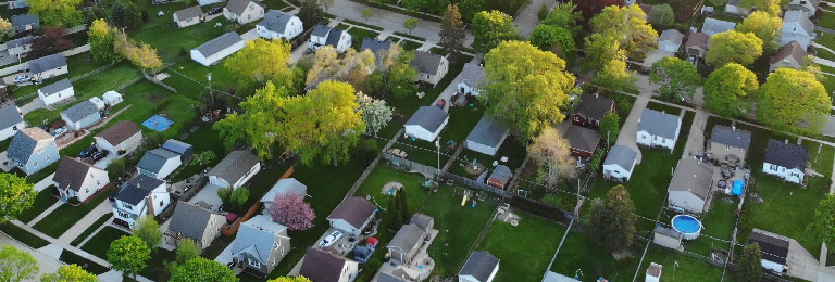 IM768x260 Regulatory Aerial View of Typical US Urban Neighborhood